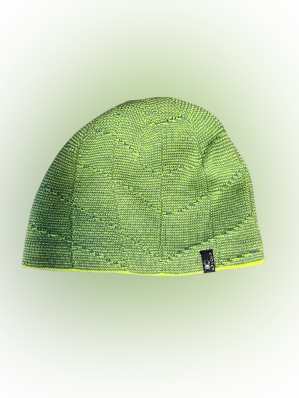 Spyder Nebula Reversible Beanie Lime Green Knit Black Fleece Winter Ski Hat